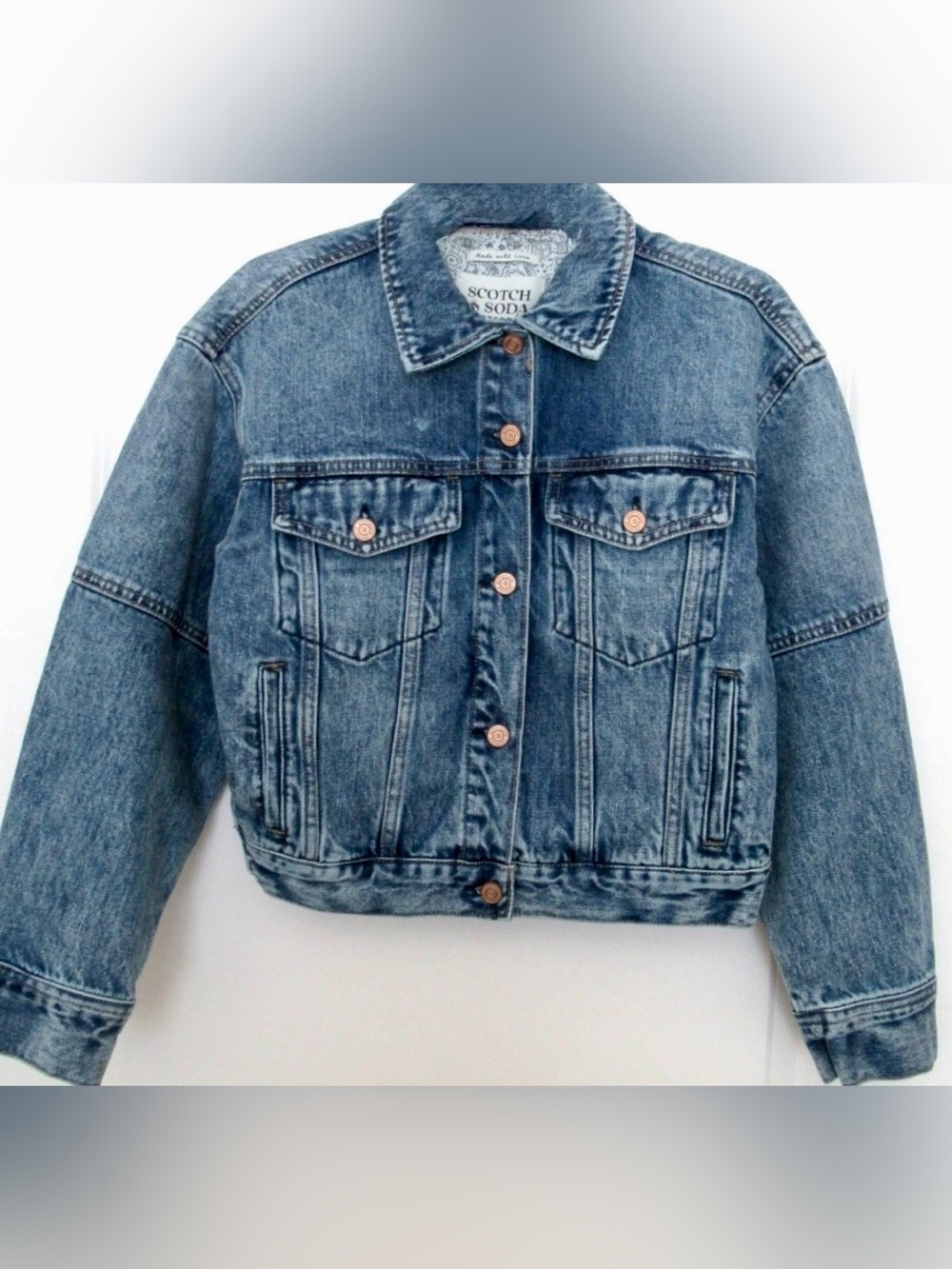 NWt Scotch & Soda Blue Denim Amsterdam Jean  Jacket sz Latte